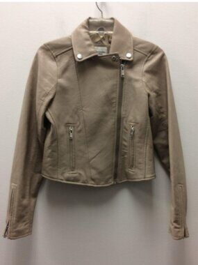 NWT Abercrombie & Fitch Faux Leather / Vegan Leather Moto Cropped Jacket, Small